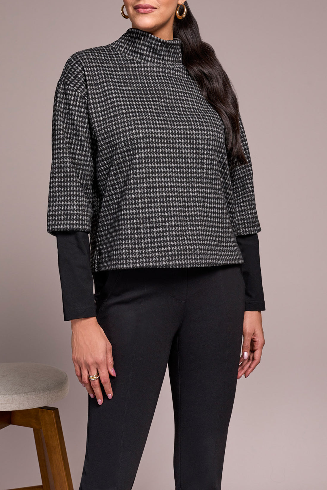 Tribal L/S Mock Neck w/ Combo Charcoal 23250-8316-0097