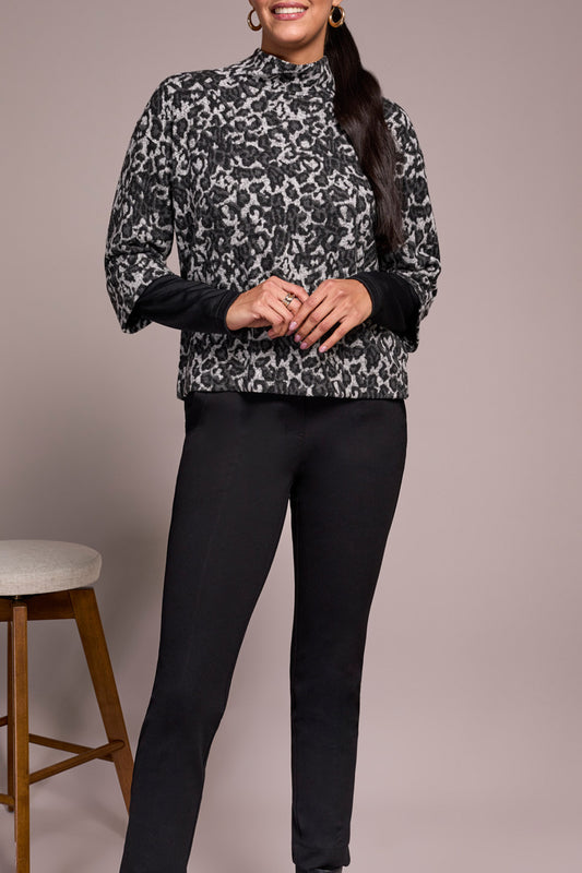 Tribal L/S Mock Neck w/ Combo  Black 23250-8339-0002