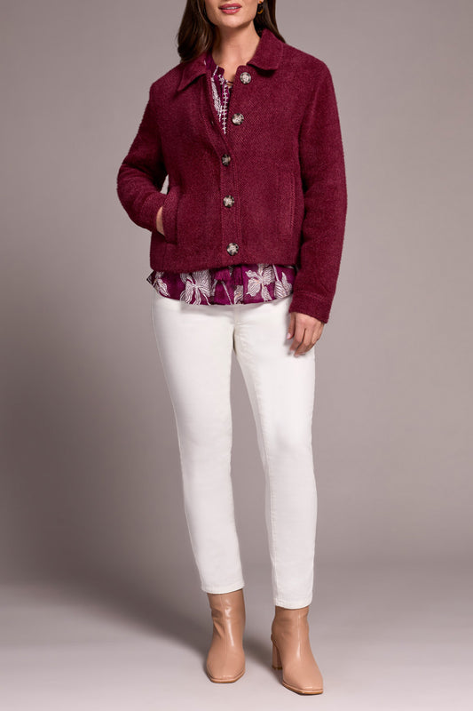 Tribal L/S Button Front Lined Jacket Wine 23270-8291-0009