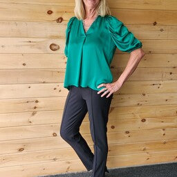 Joseph Ribkoff Silky Ruffle Sleeves Top Kelly Green 233026