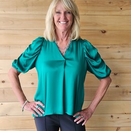 Joseph Ribkoff Silky Ruffle Sleeves Top Kelly Green 233026