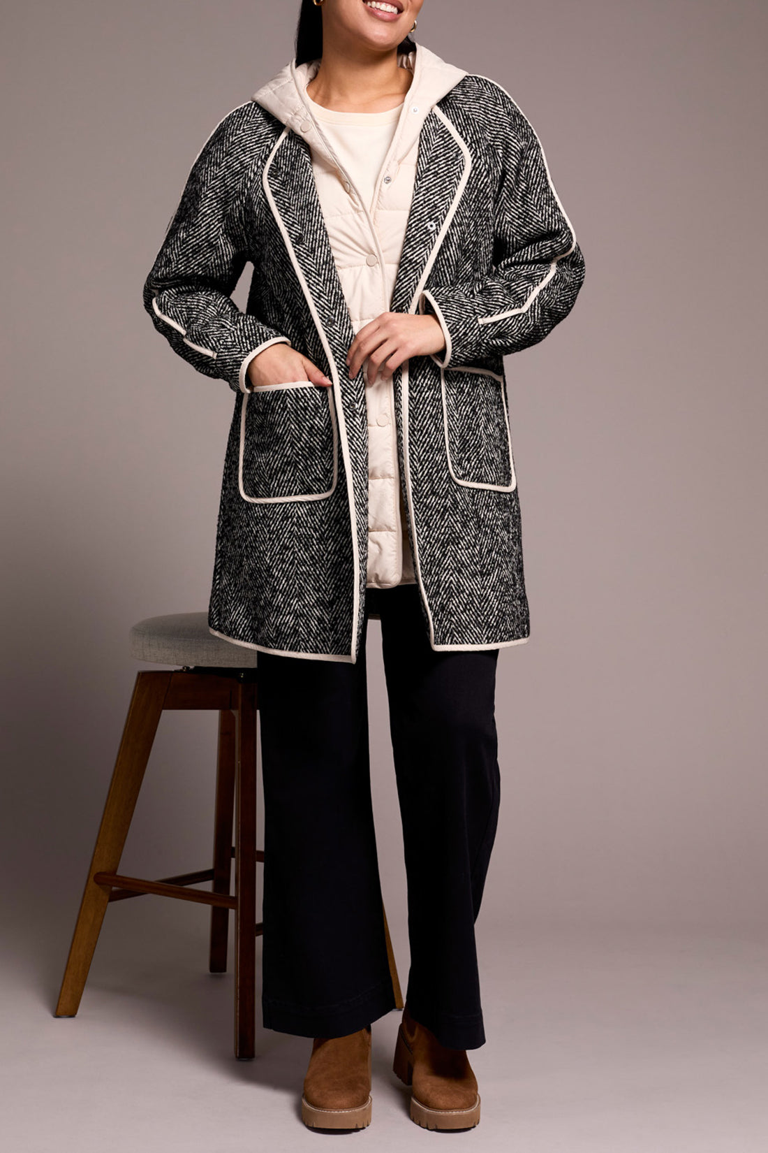Tribal L/S w/Fooler Hood Coat Charcoal 23310-8325-0367