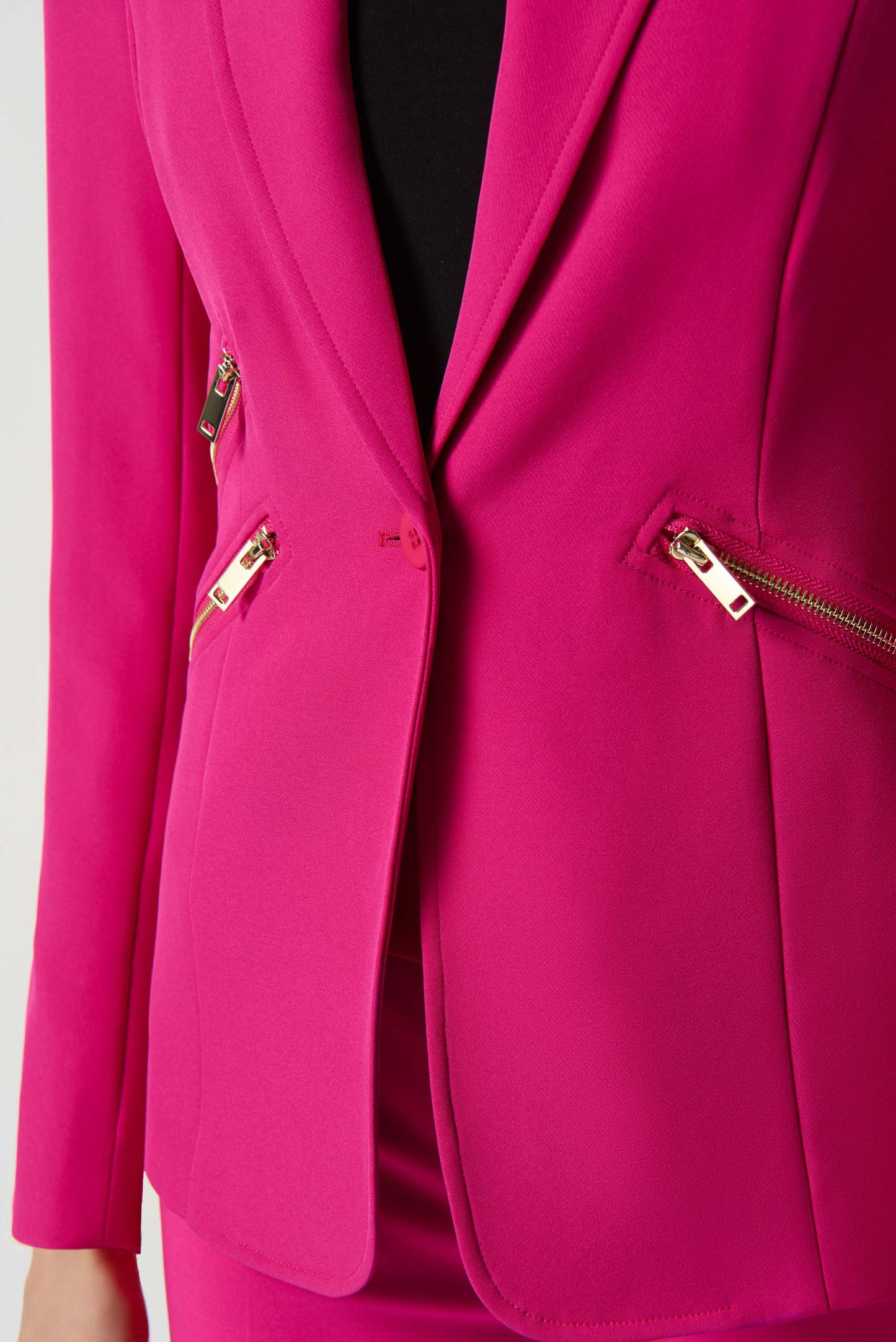 Joseph Ribkoff Woven Blazer With Zippered Pockets Shocking Pink 234929