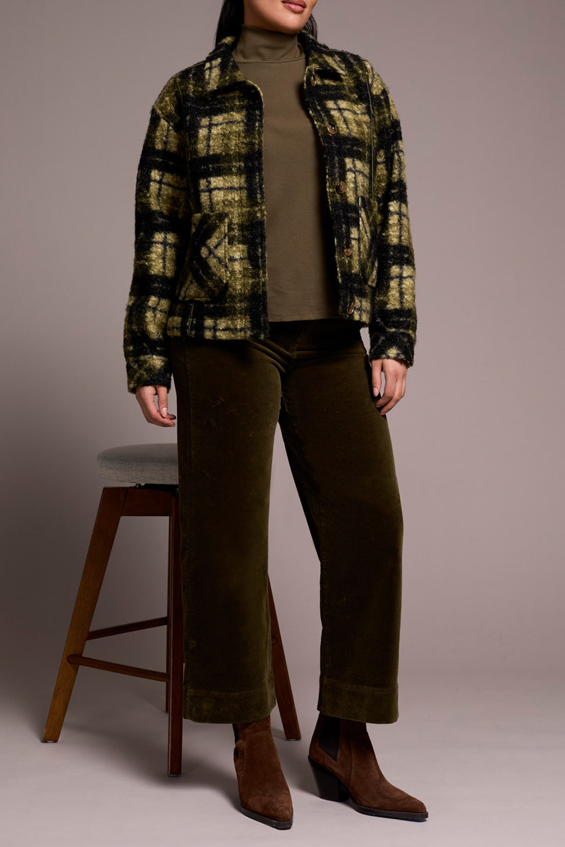 Tribal L/S Button Front Jacket w/Lining  Ivy 23700-8350-3266
