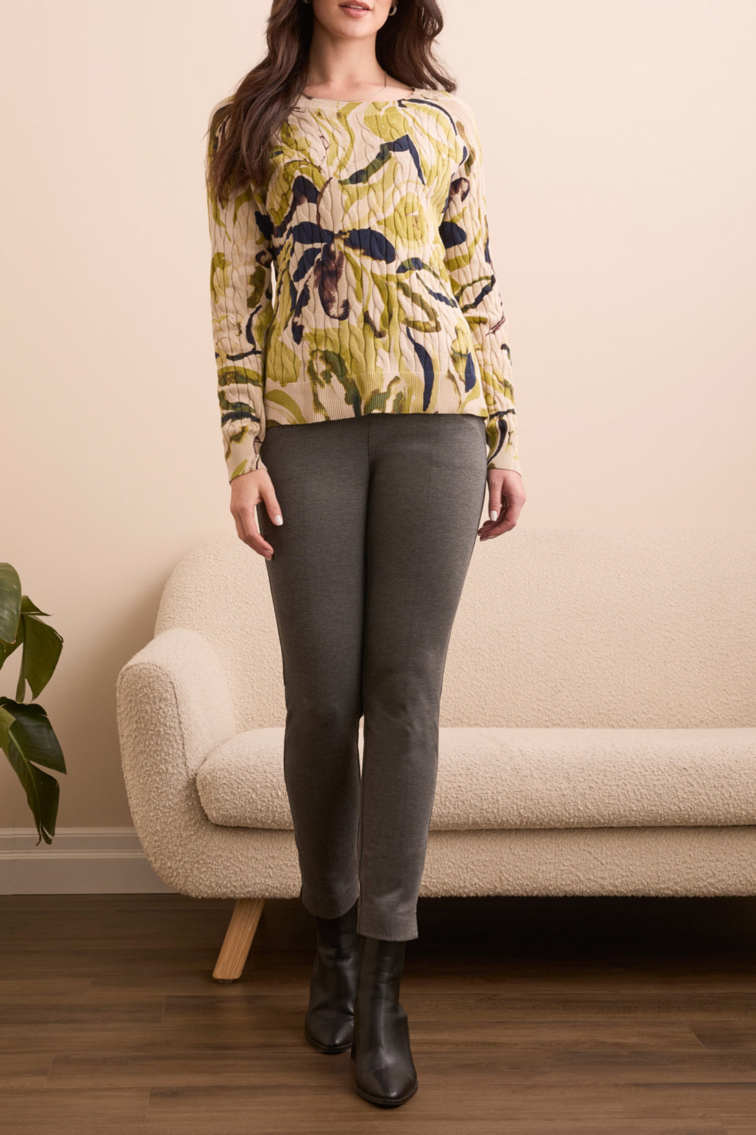 Tribal L/S Crew Neck Sweater Leek 23830-576-3264