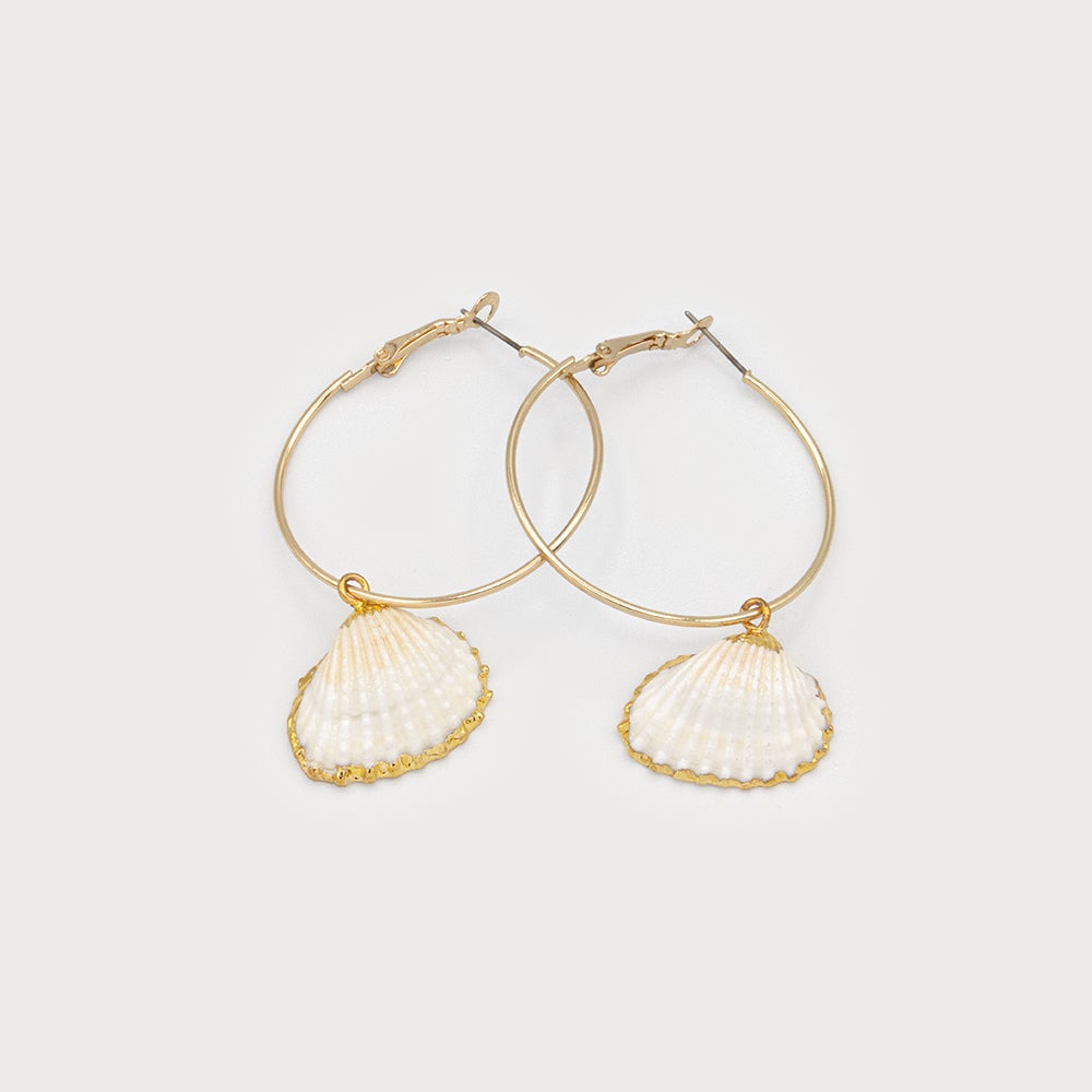 Caracol Hoop Earrings with Shell  2402-WTE