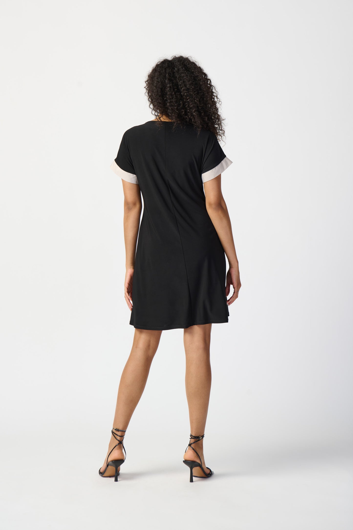 Joseph Ribkoff Colour Block A-line Dress w/Pockets Black/Moonstone 241030