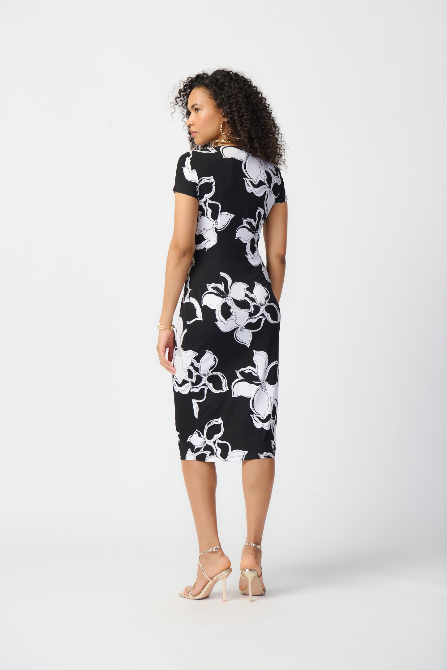 Joseph Ribkoff Floral Print Wrap Dress Black/Vanilla 241050
