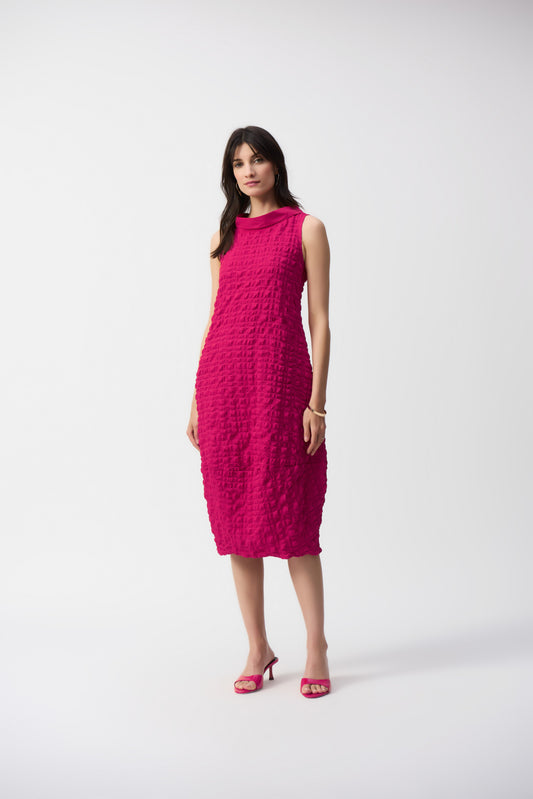 Textured Sleeveless Cocoon Dress Geranium 241204S25