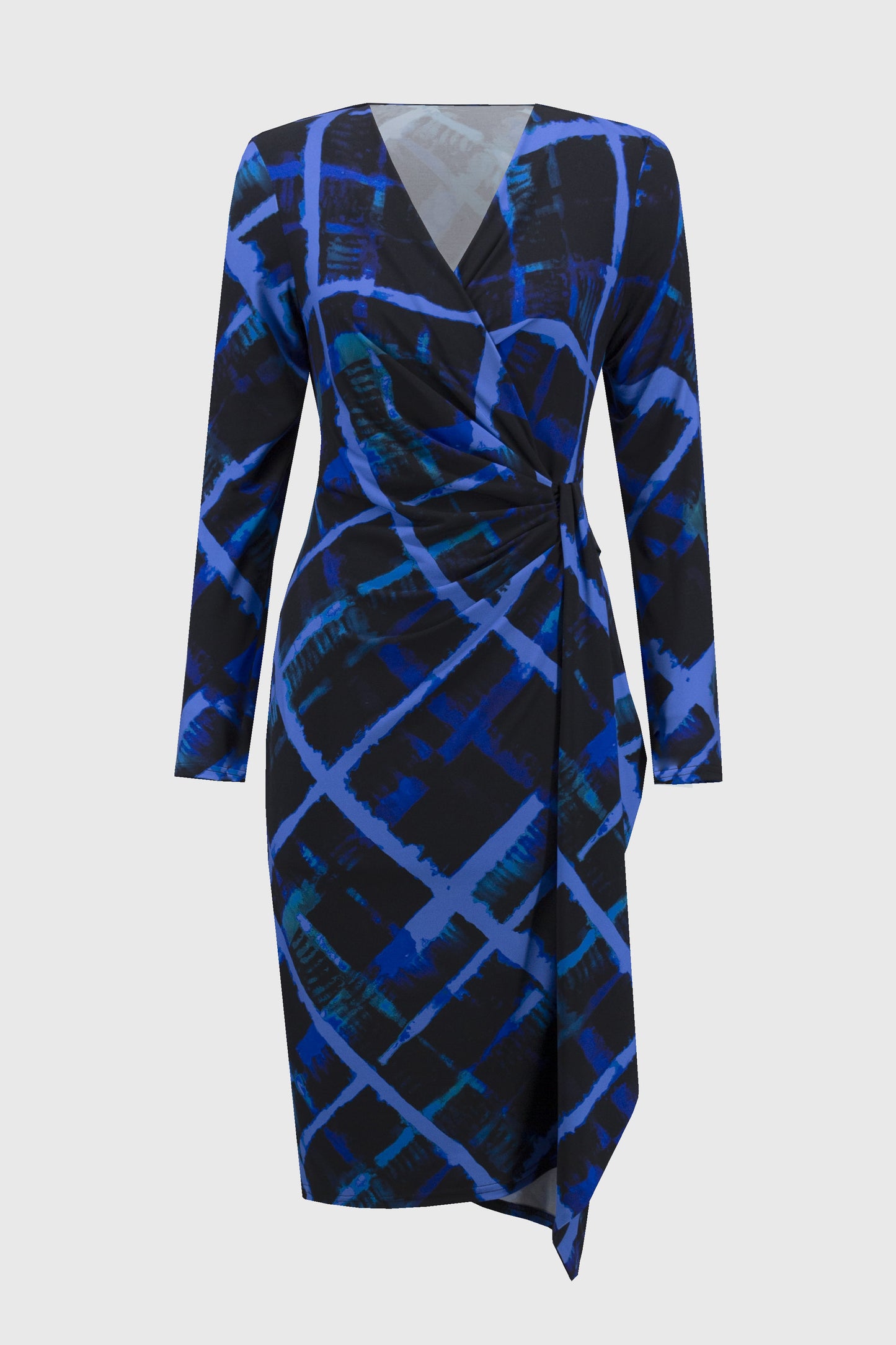 Joseph Ribkoff Abstract Print Wrap Dress Black/Multi 244131
