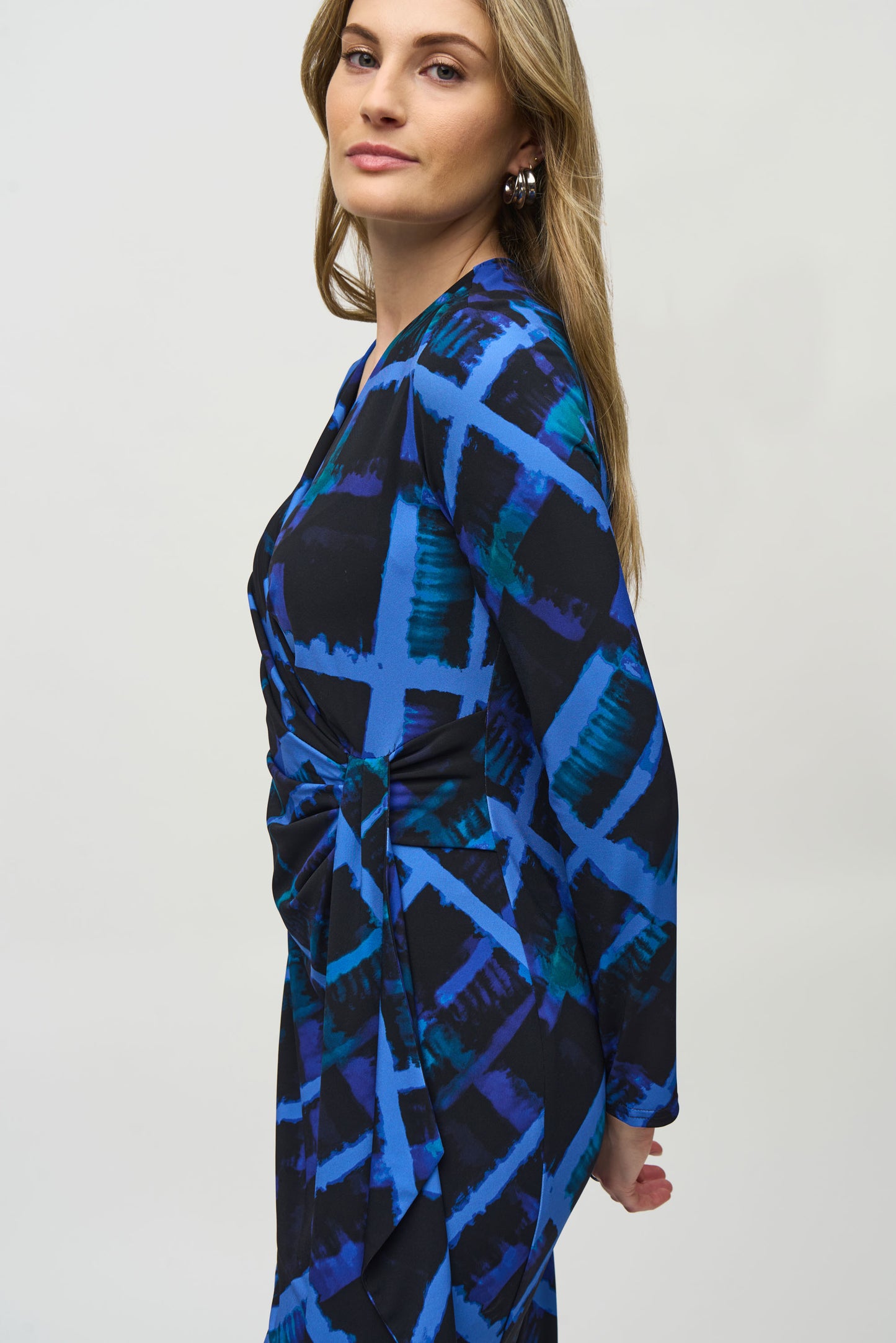 Joseph Ribkoff Abstract Print Wrap Dress Black/Multi 244131