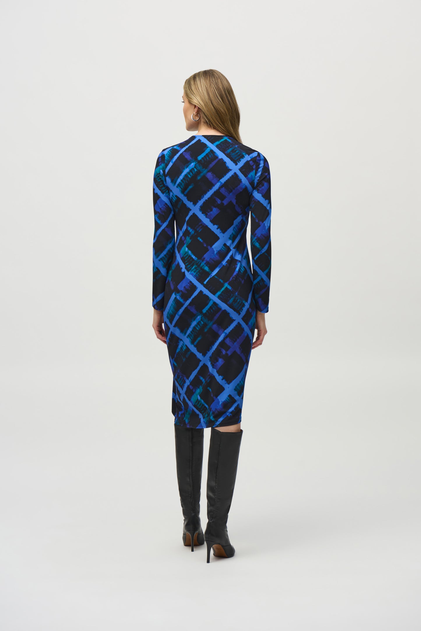 Joseph Ribkoff Abstract Print Wrap Dress Black/Multi 244131