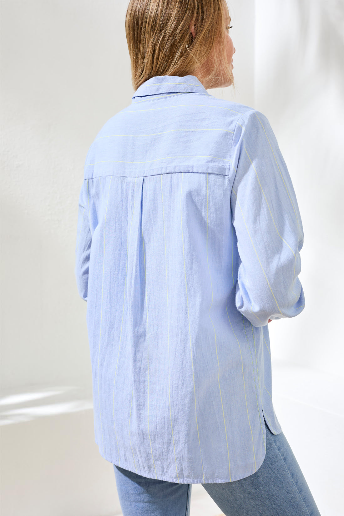 Tribal Long Sleeve Button Front Shirt Chambray 24850-8375-0195