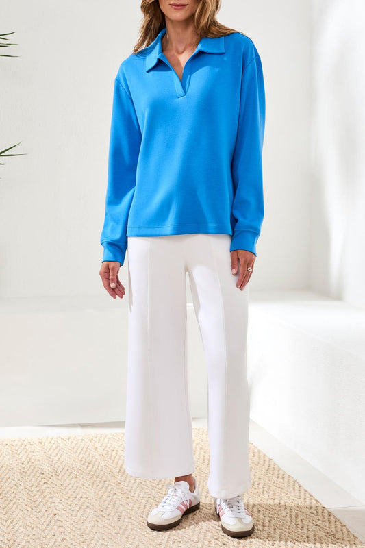 Tribal Long Sleeve Johnny Collar Top Royal 24880-3390-0169