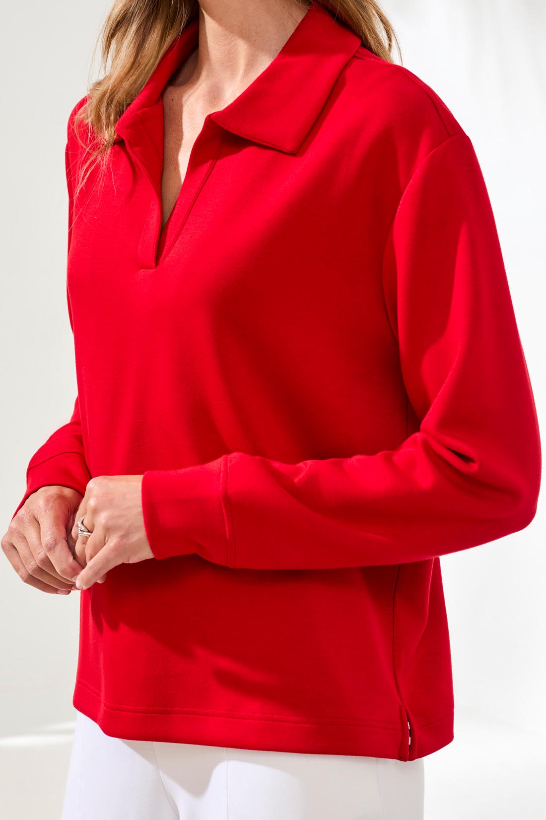 Tribal Long Sleeve Johnny Collar Top Sangria 24880-3390-1221