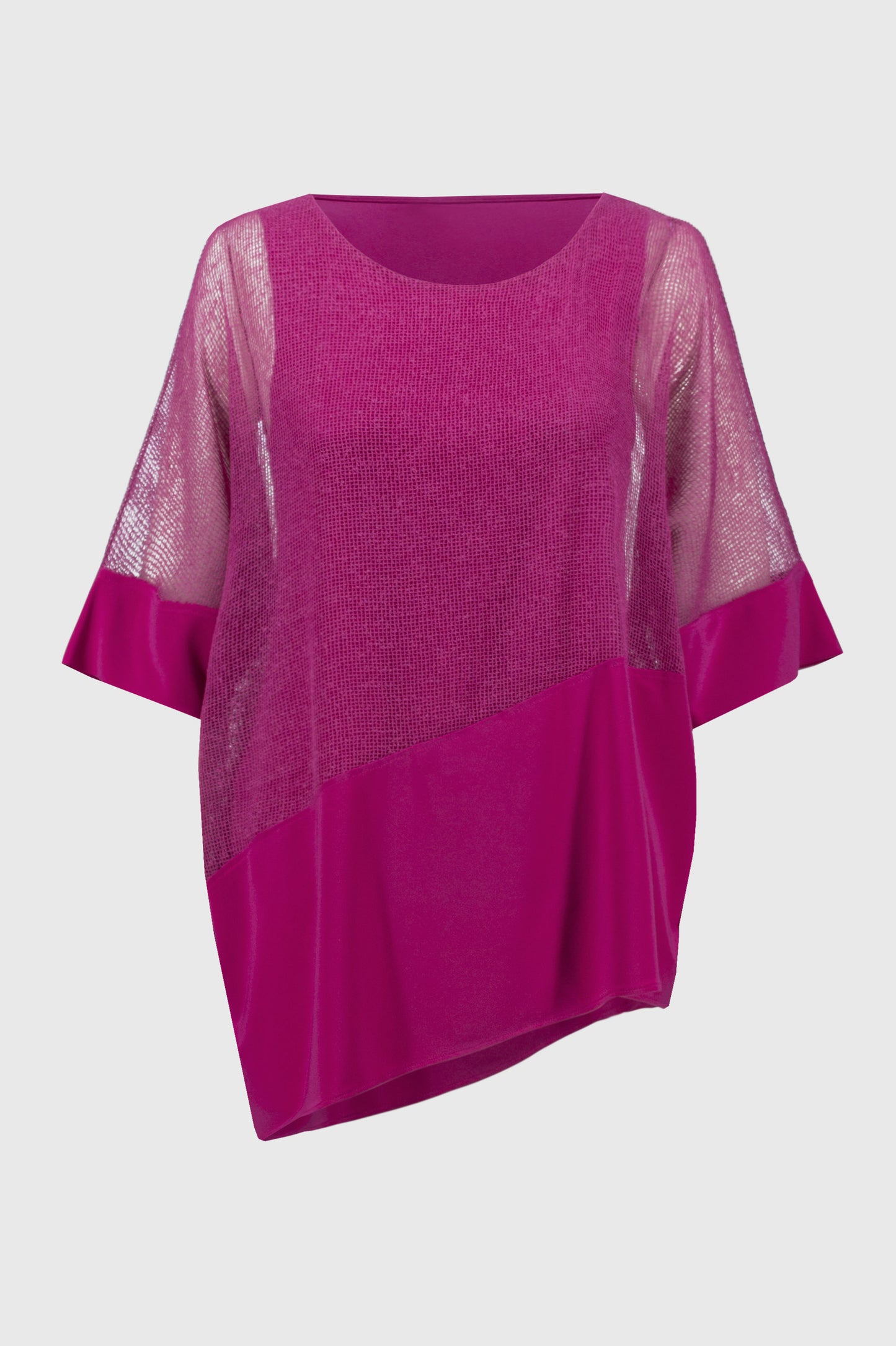 Joseph Ribkoff Mesh & Silky Knit Cocoon Top Purple Orchid 251092