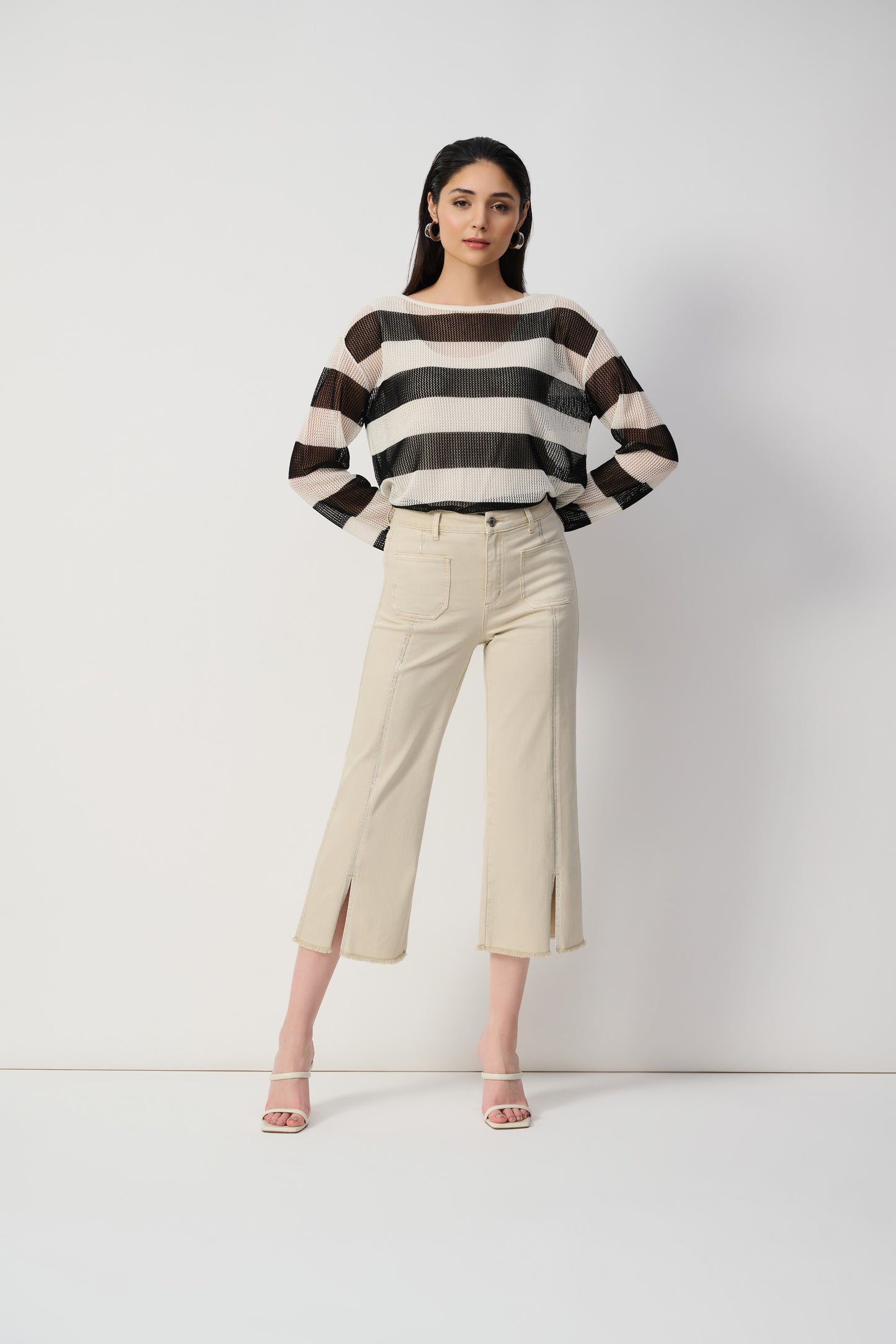 Joseph Ribkoff Culotte Jeans w/Embellished Front Seam Moonstone 251901