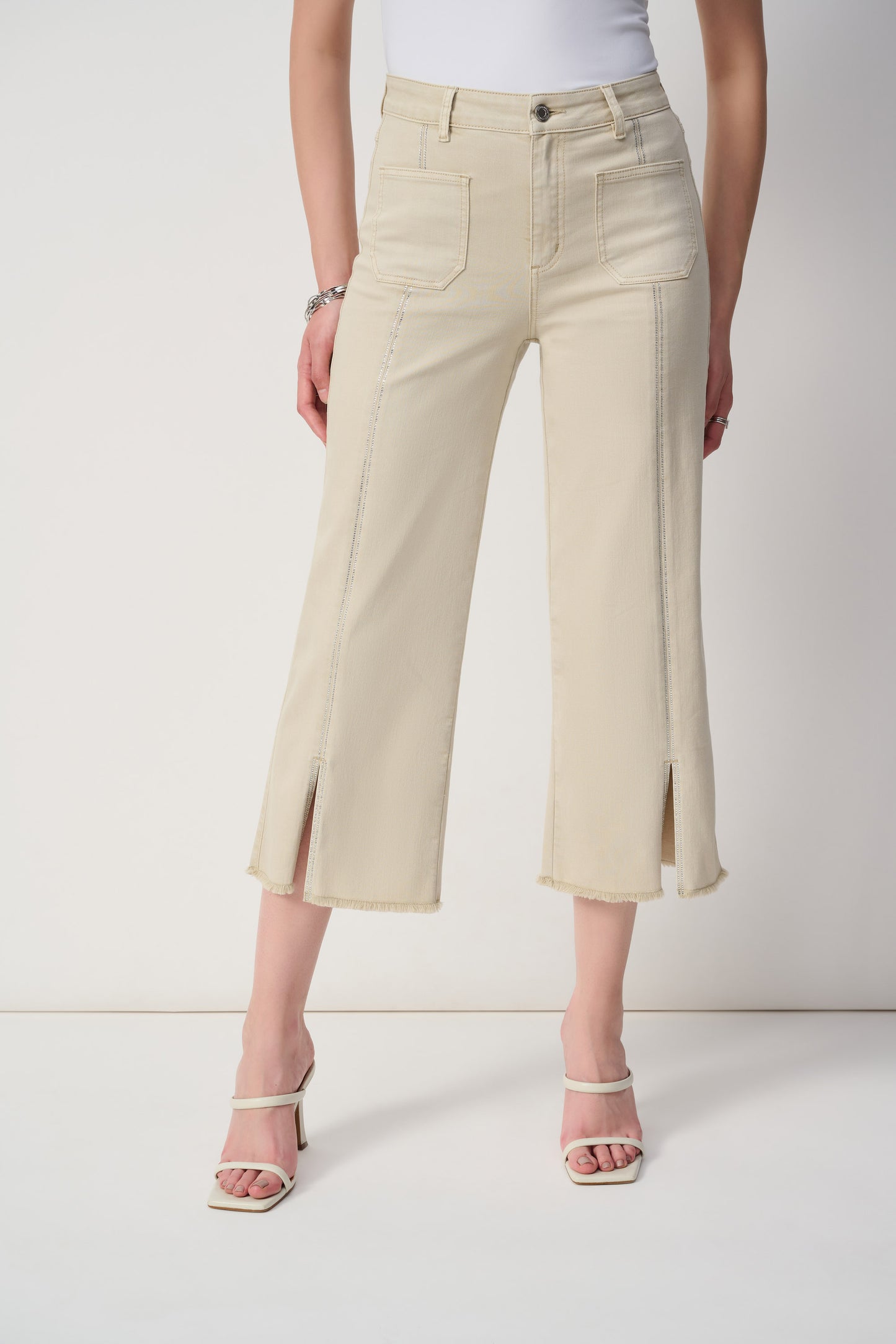 Joseph Ribkoff Culotte Jeans w/Embellished Front Seam Moonstone 251901