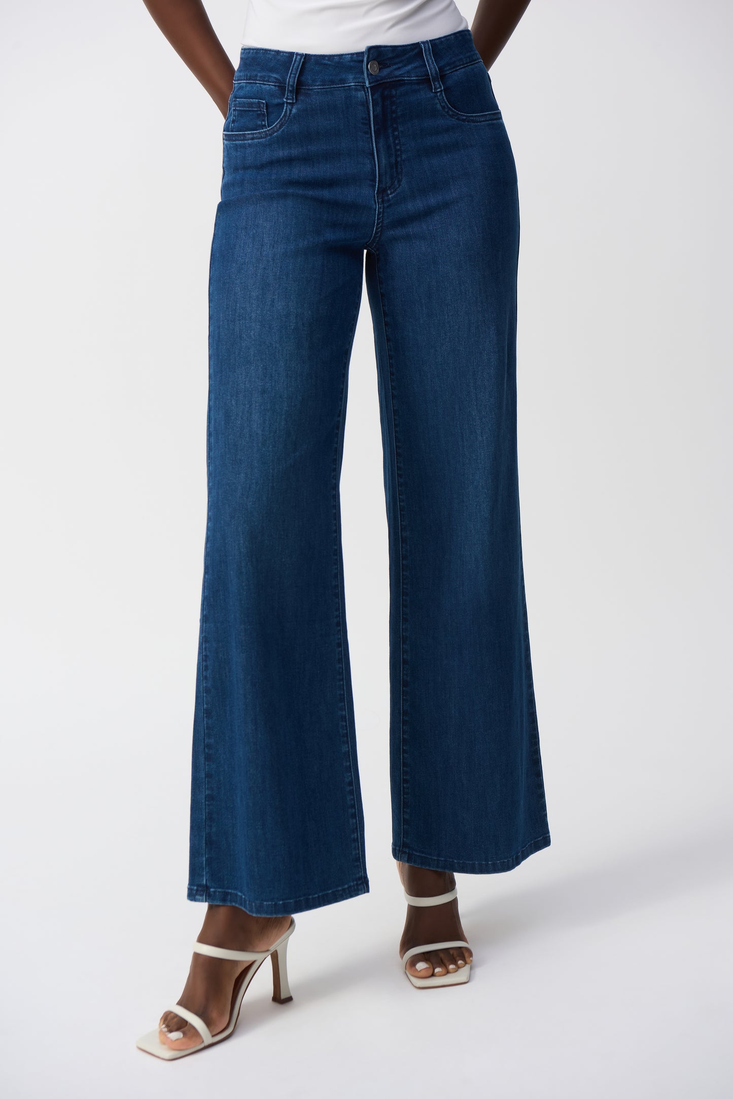 Joseph Ribkoff Goldie Classic Wide-Leg Stretch Jeans Denim Medium Blue 251968