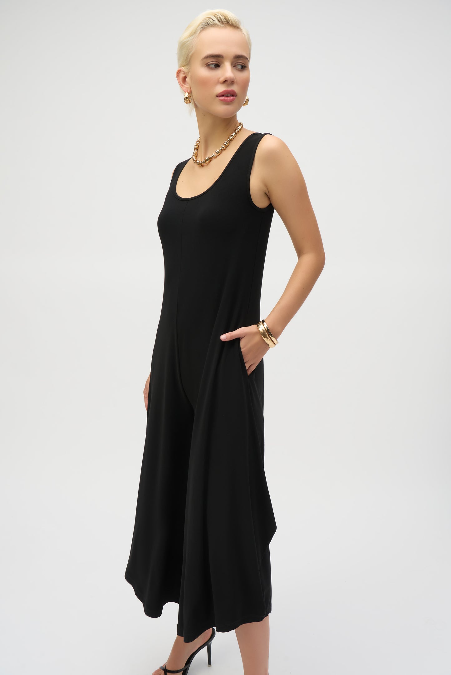 Joseph Ribkoff Wide-Leg Sleeveless Jumpsuit Black 252056
