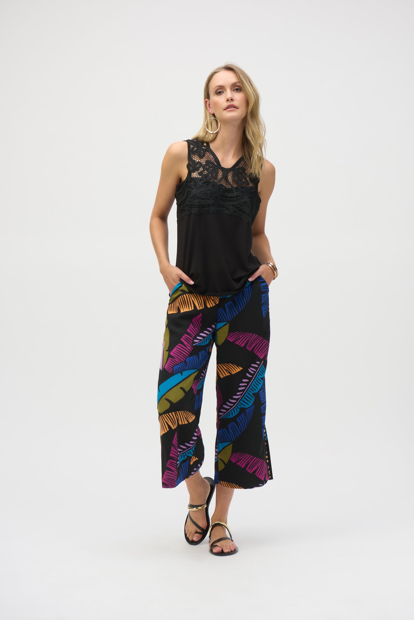 Joseph Ribkoff Straight Camisole w/Guipure Detail Black 252076