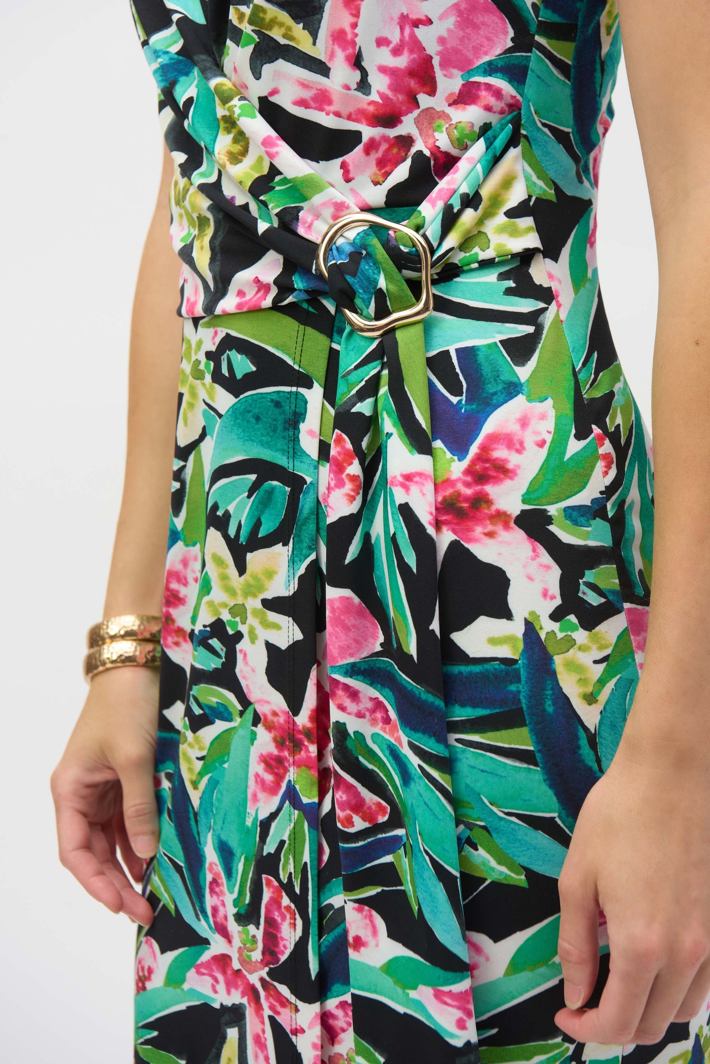Joseph Ribkoff Tropical Print Sheath Dress Black/Multi 252079