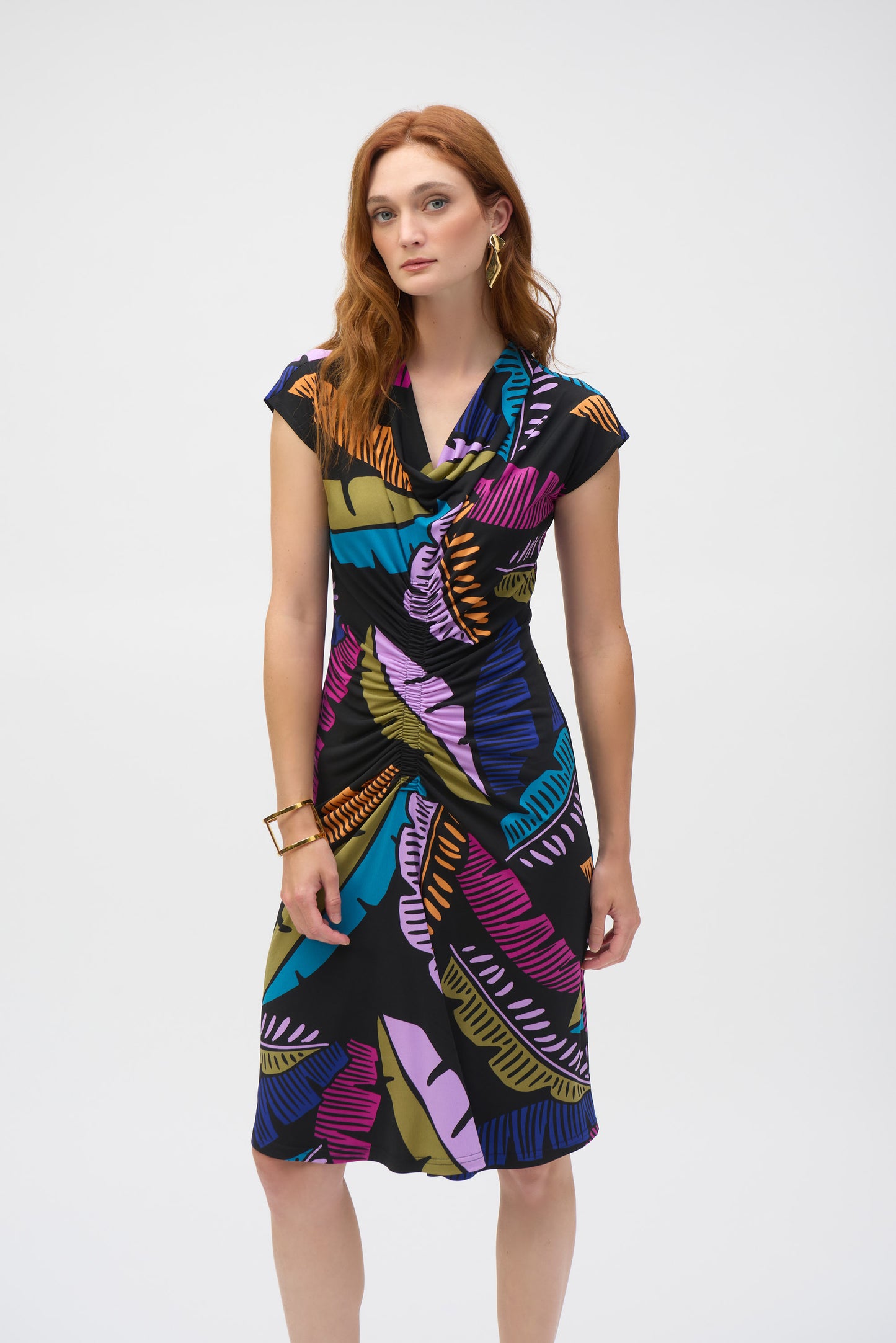 Joseph Ribkoff Tropical Print Sheath Dress Black/Multi 252096
