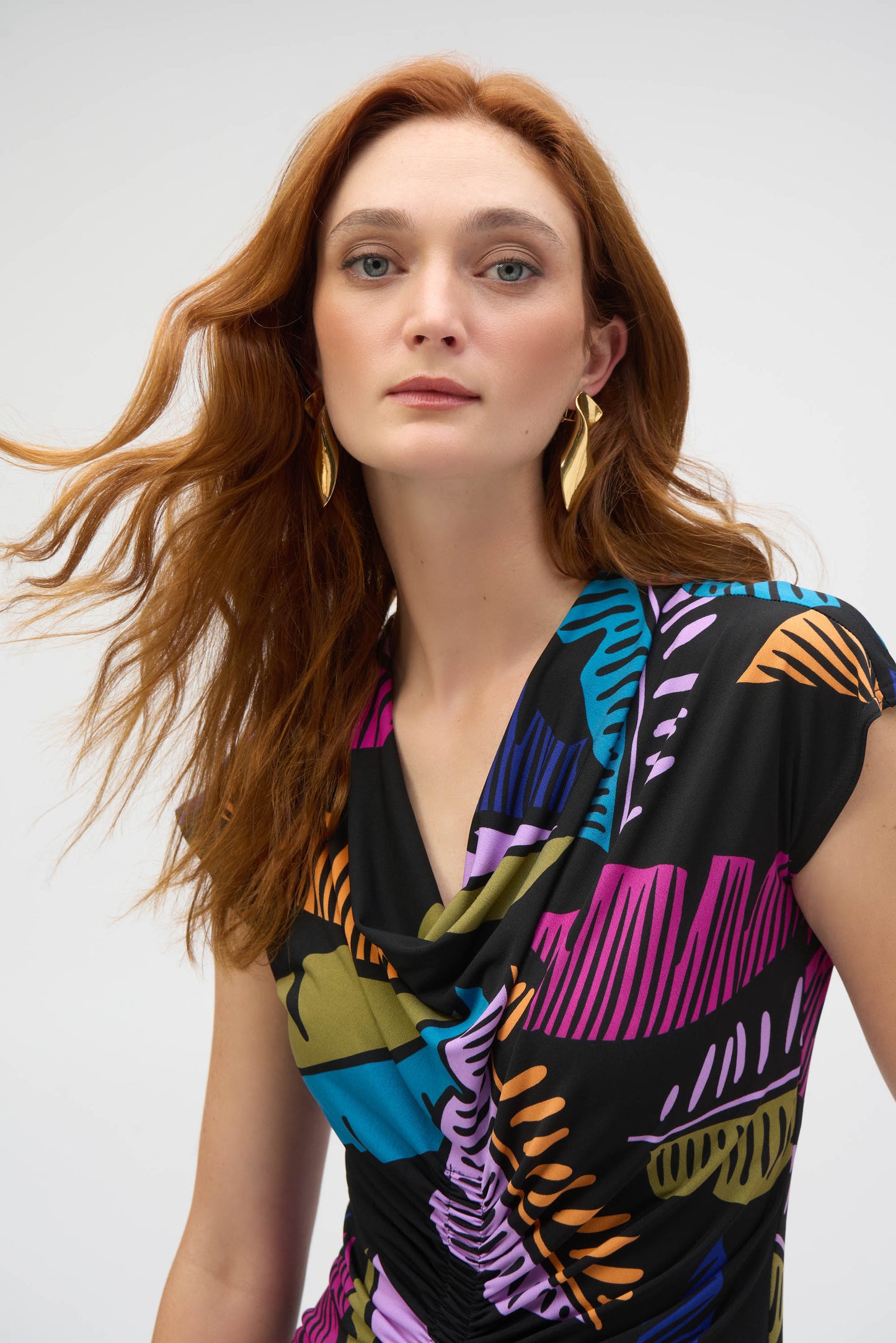 Joseph Ribkoff Tropical Print Sheath Dress Black/Multi 252096