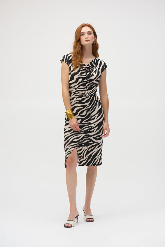 Joseph Ribkoff Animal Print Sheath Dress Beige/Black 252158