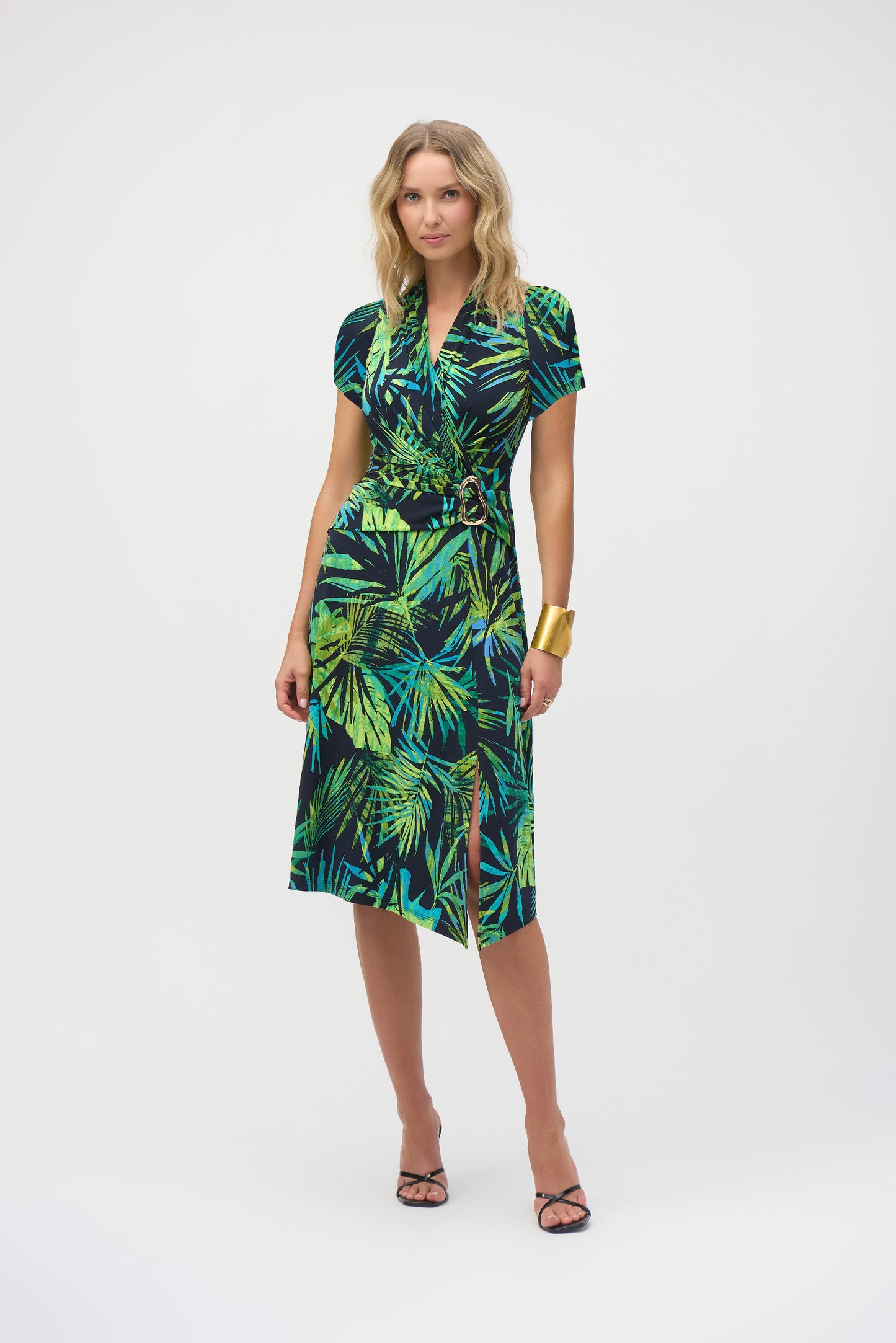 Joseph Ribkoff Tropical Print Fit & Flare Dress Midnight Blue/Multi 252203X