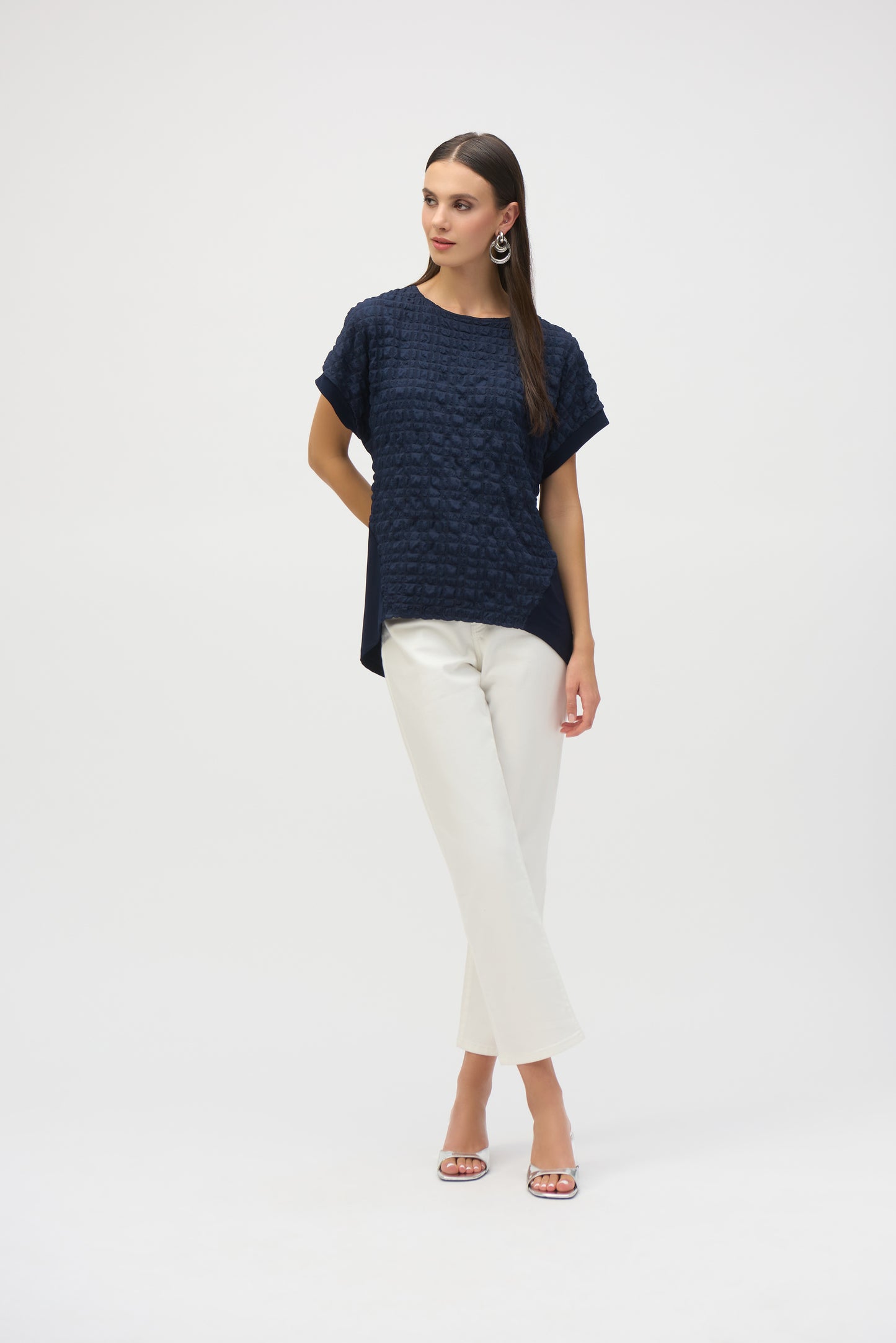 Joseph Ribkoff Bubble Jacquard Top Midnight Blue 252213