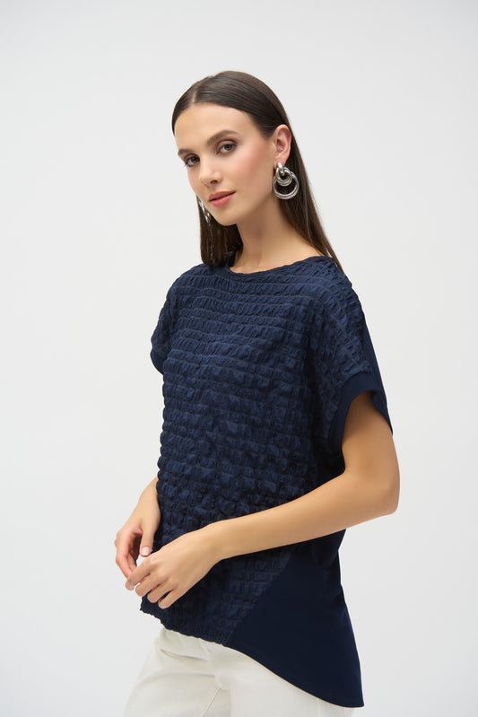 Joseph Ribkoff Bubble Jacquard Top Midnight Blue 252213