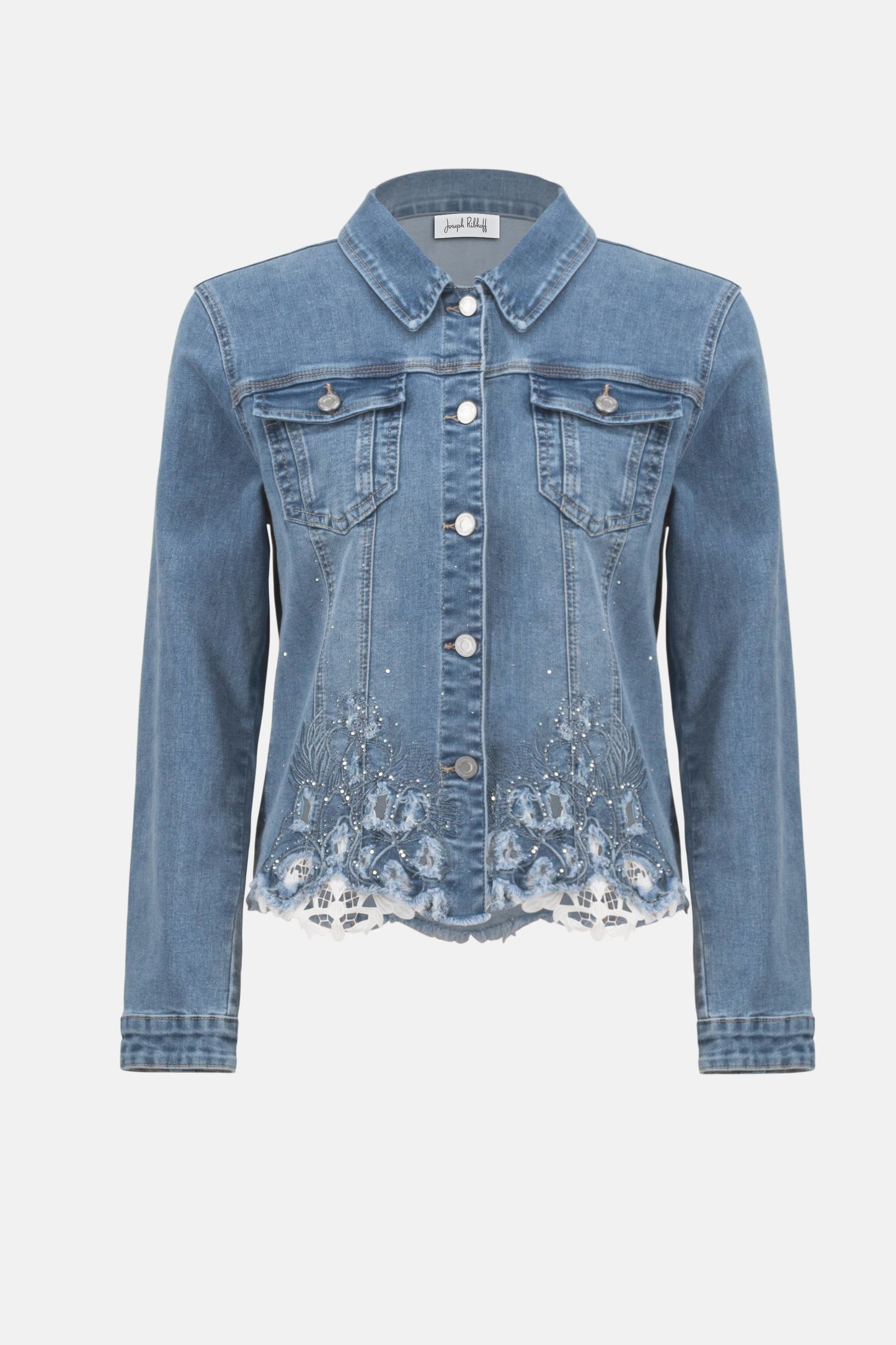 Joseph Ribkoff Stretch Denim Jacket w/Embroidery Denim Medium Blue 252911