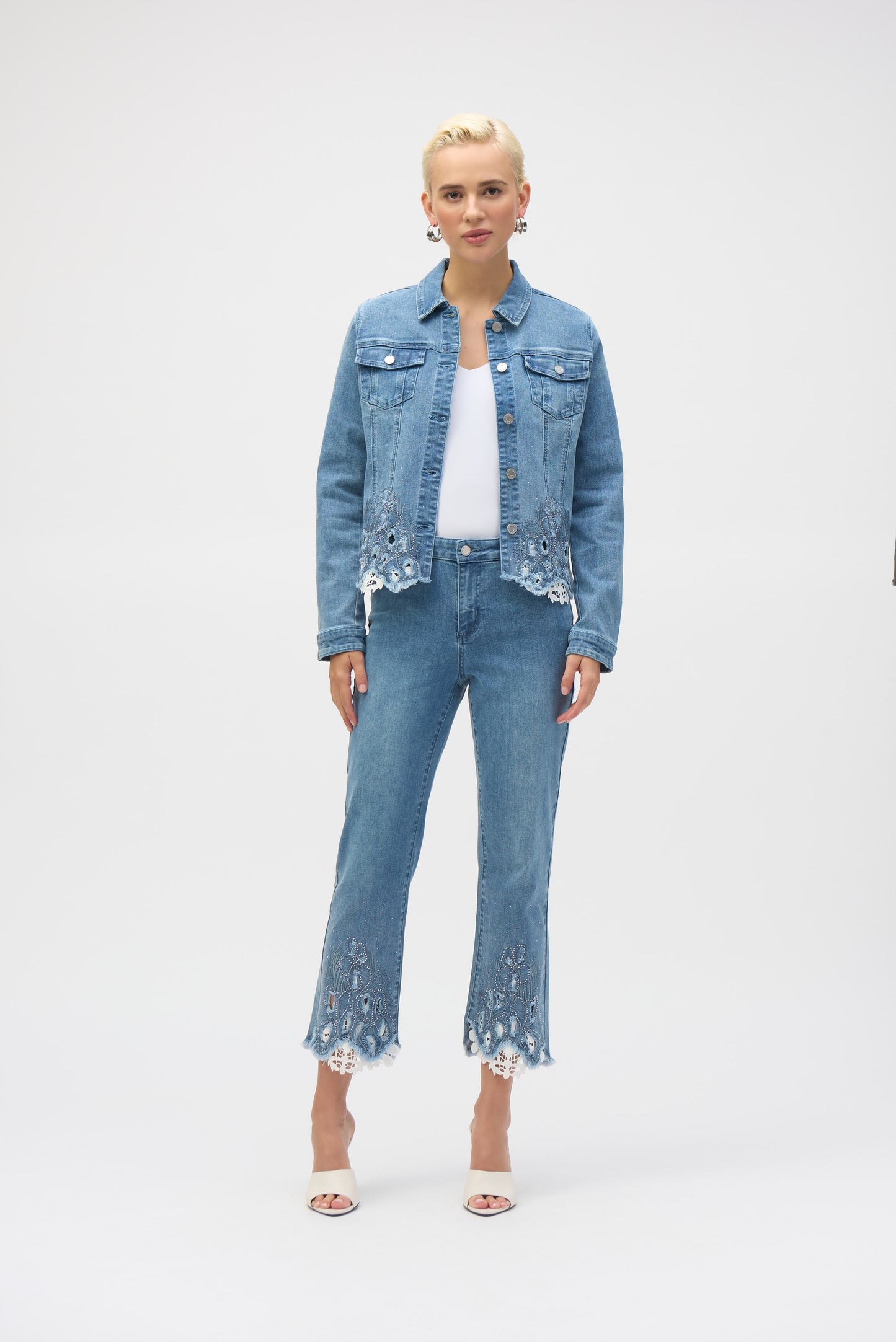 Joseph Ribkoff Stretch Denim Jacket w/Embroidery Denim Medium Blue 252911