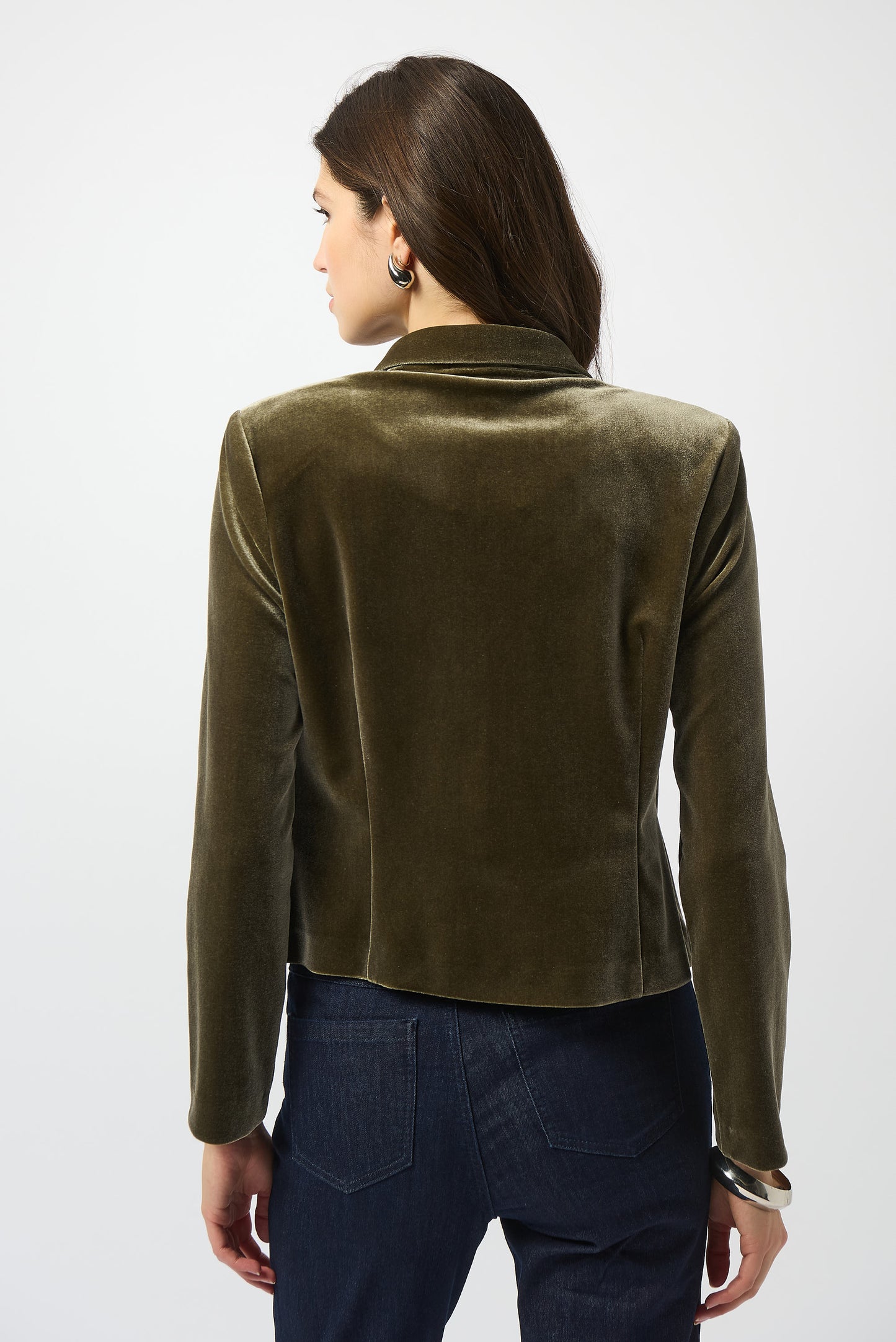Joseph Ribkoff Velvet Knit Fitted Blazer Khaki 253193
