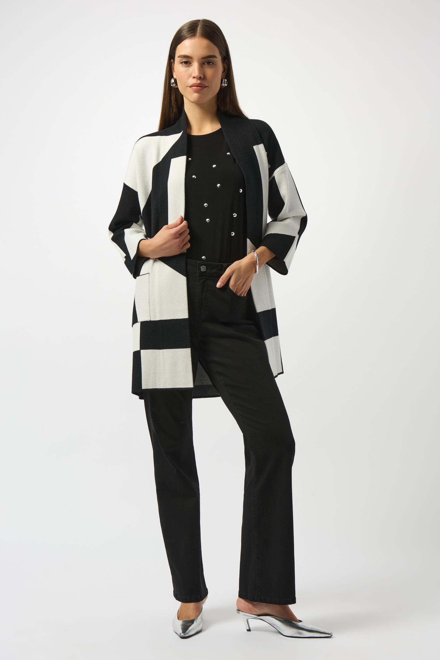 Joseph Ribkoff Ladies Cover Up Cardigan Black/Vanilla 253901