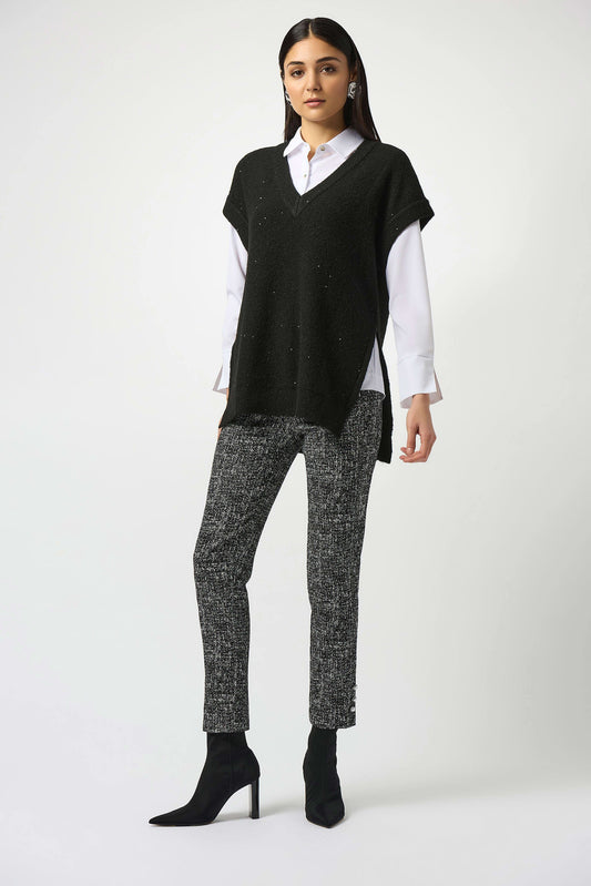 Joseph Ribkoff Sweater Knit Sleeveless Tunic with Sequins Black 253957