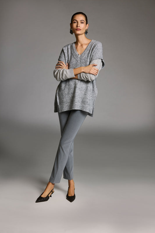 Joseph Ribkoff Sweater Knit Sleeveless Tunic with Sequins Grey 253957