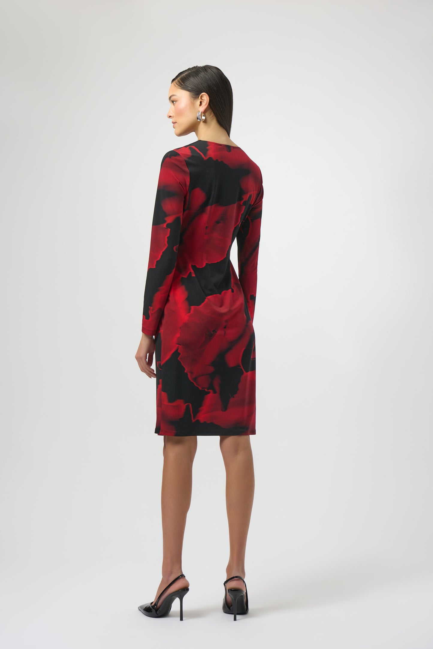 Joseph Ribkoff Abstract Print Wrap Dress Black/Red 254088