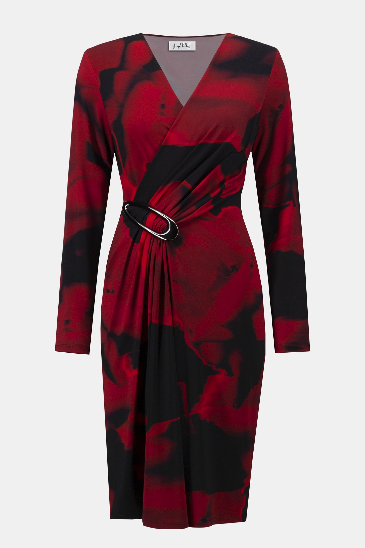 Joseph Ribkoff Abstract Print Wrap Dress Black/Red 254088