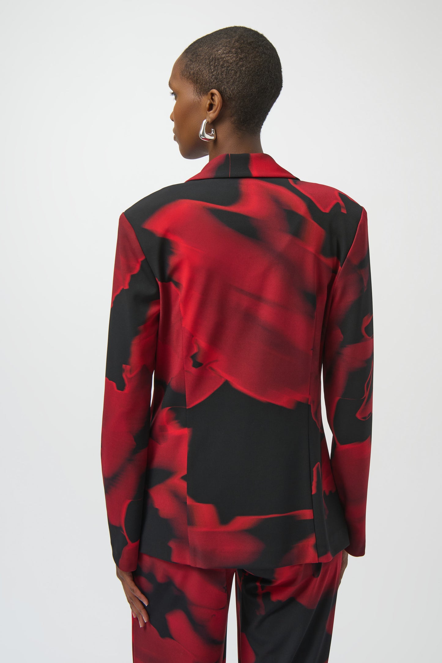 Joseph Ribkoff Abstract Print Straight Blazer Black/Red 254092