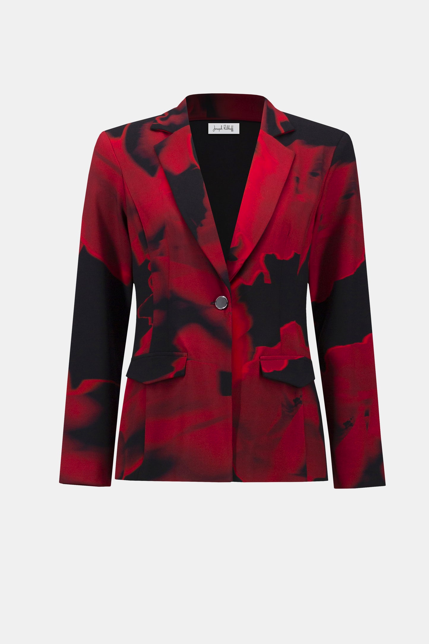 Joseph Ribkoff Abstract Print Straight Blazer Black/Red 254092