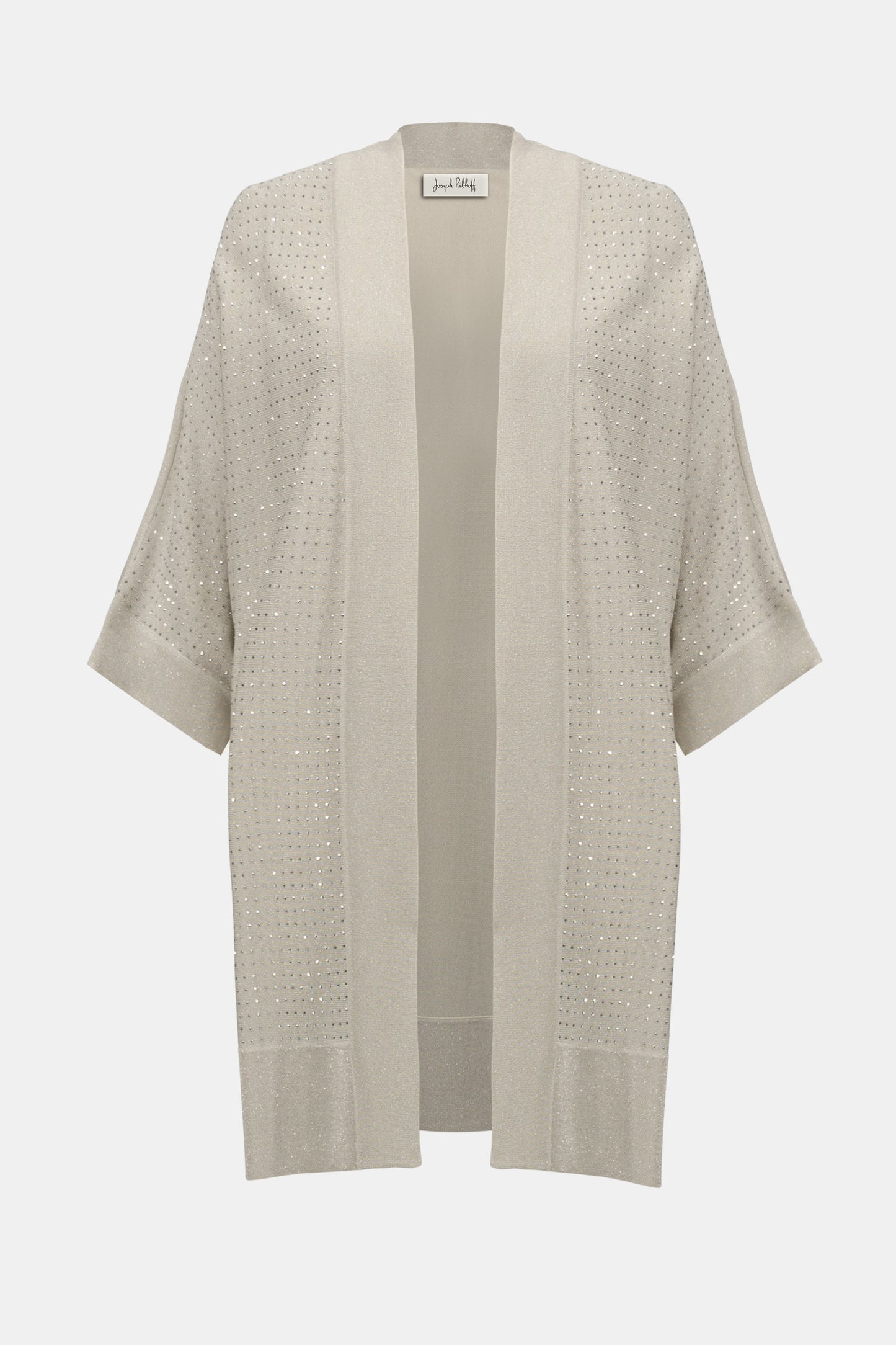 Joseph Ribkoff Sweater Knit Cover-Up with Iron-On Detail Birch/Silver 254937