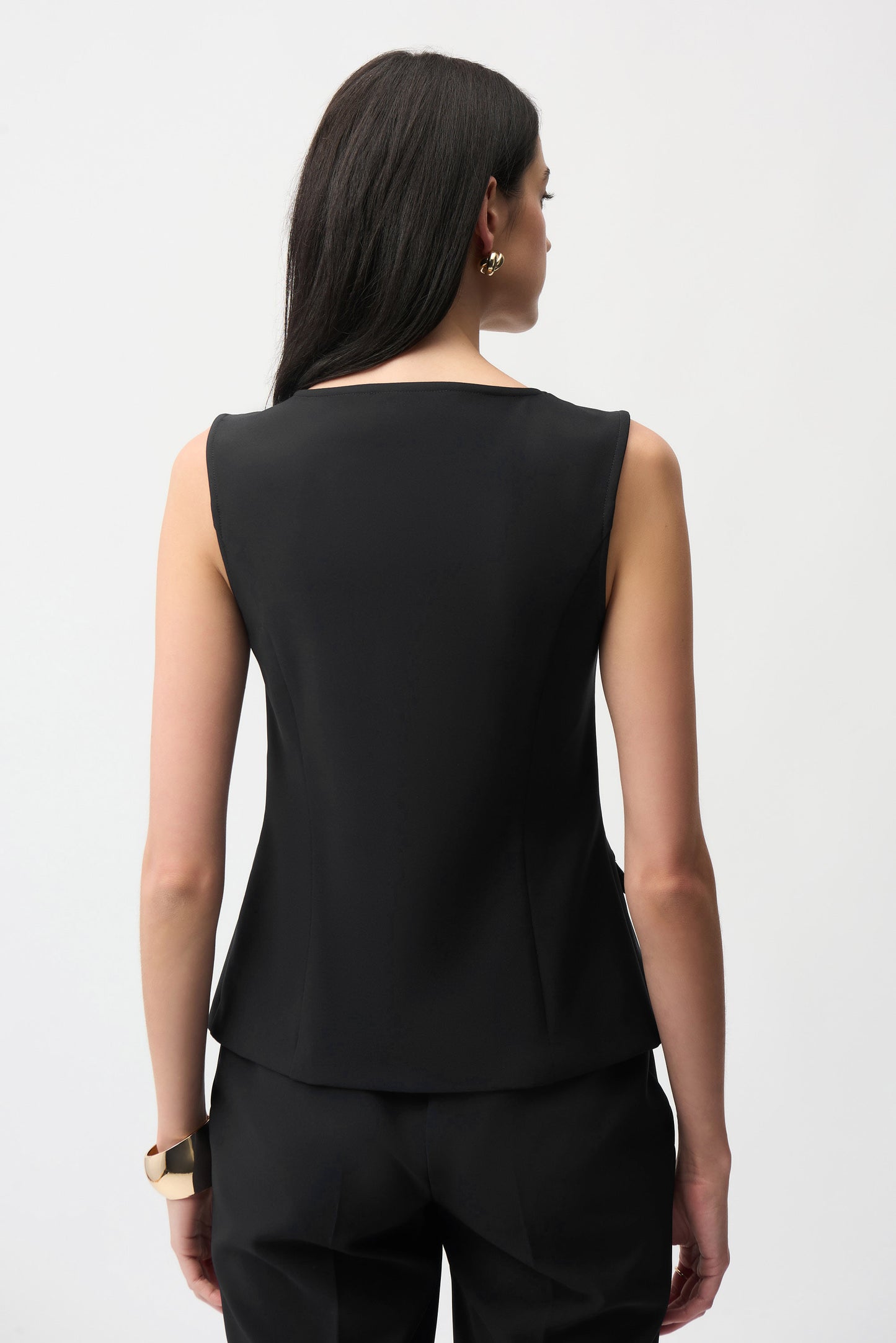 Joseph Ribkoff Lux Twill Fitted Vest With Front Zipper Black 261054