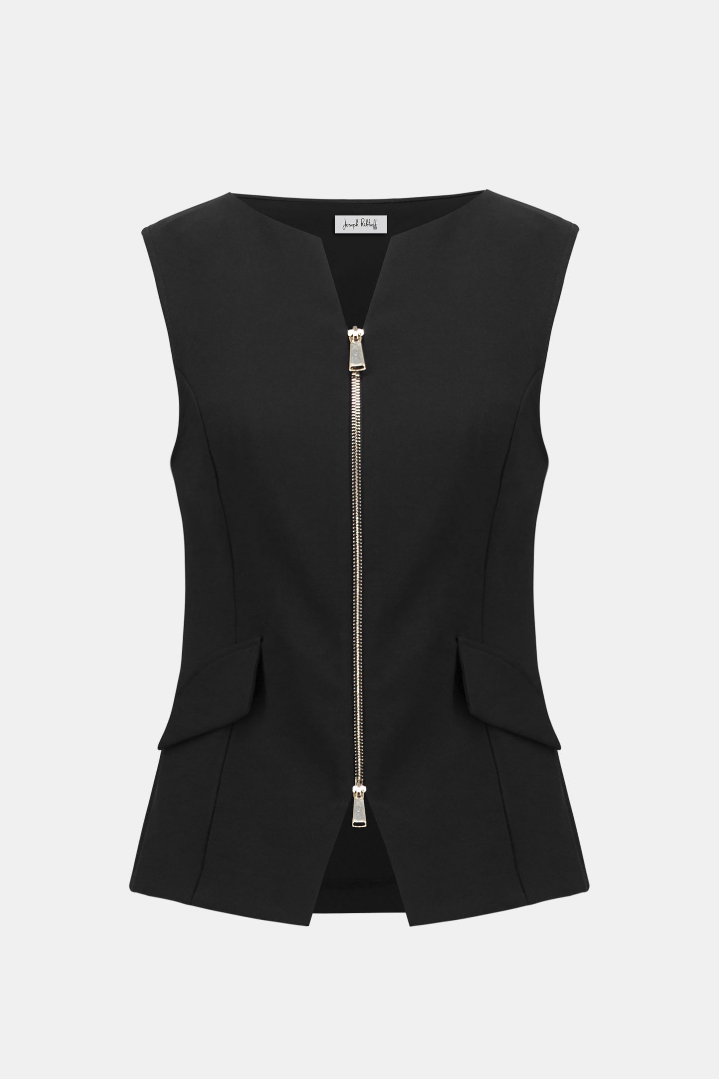 Joseph Ribkoff Lux Twill Fitted Vest With Front Zipper Black 261054