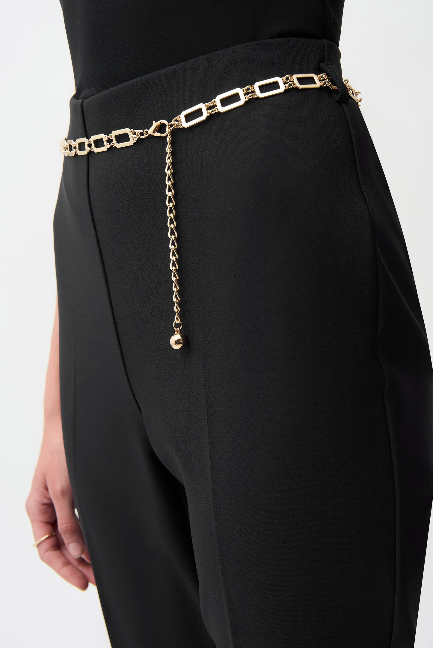 Joseph Ribkoff Lux Twill Pull-On Flare Pants w/Chain Belt Black 261059