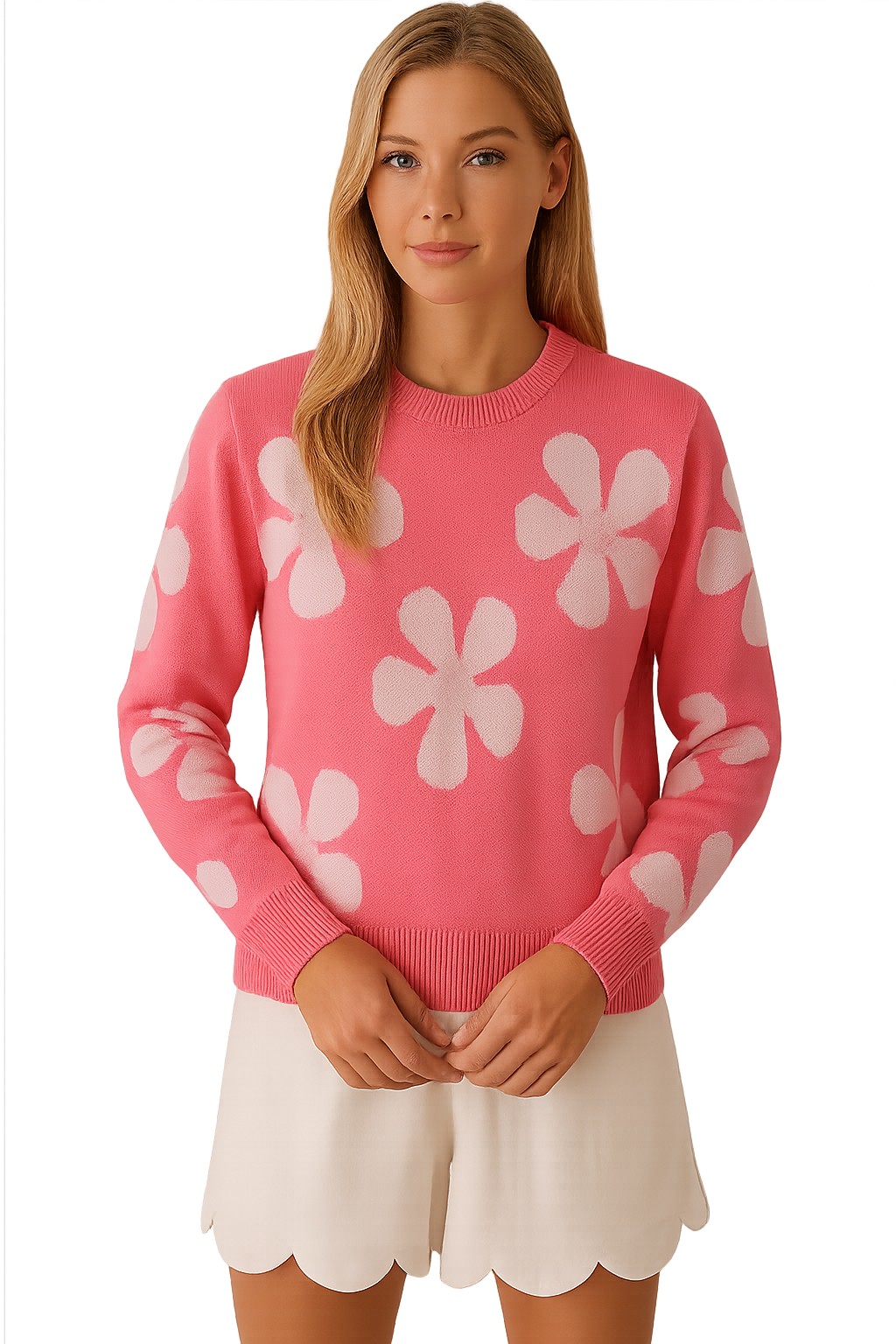 Orly Floral Sweater  Pink 261122