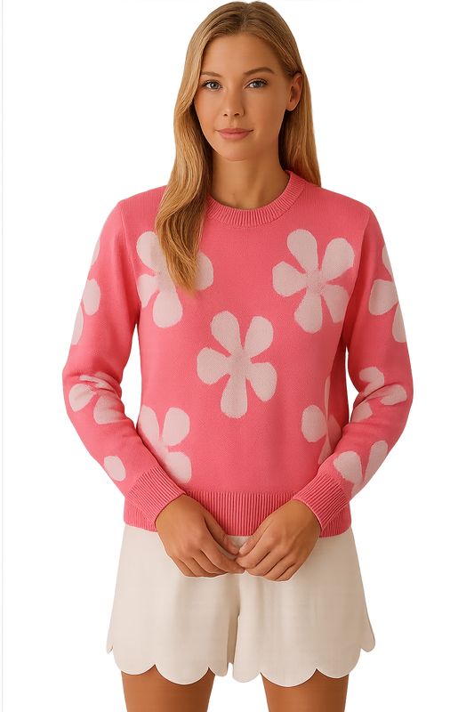 Orly Floral Sweater  Pink 261122
