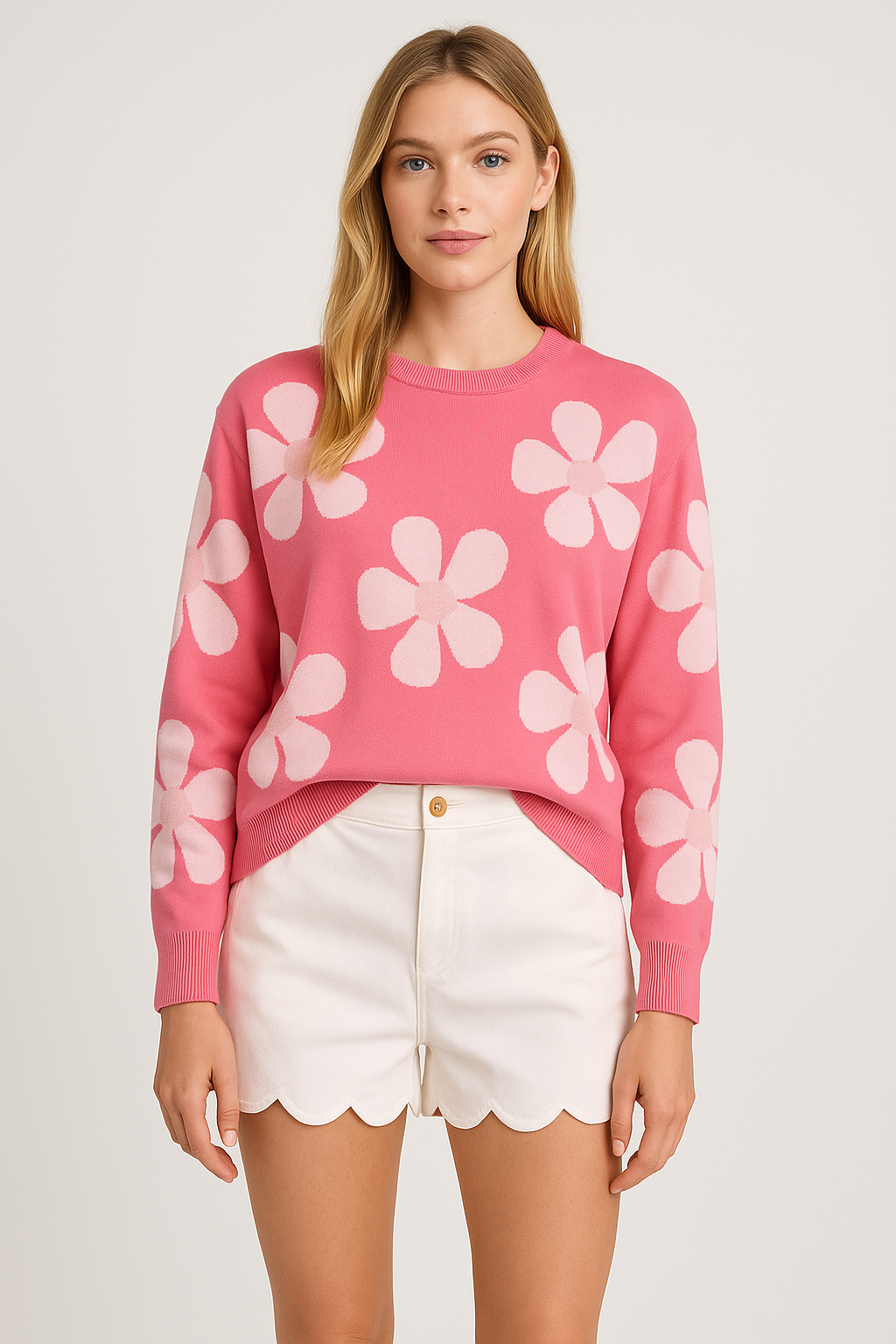 Orly Floral Sweater  Pink 261122