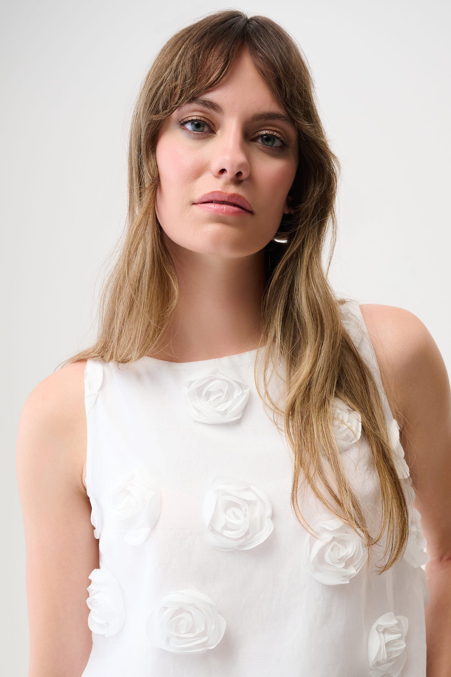 Joseph Ribkoff Novelty Sleeveless Top With 3D Flowers Off-White 261220